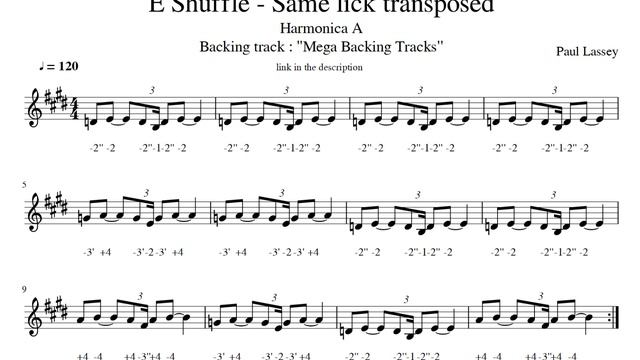 E Shuffle Blues - Same Lick Transposed - Harmonica A смотреть онлайн
