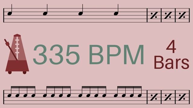 Metronome Click Track - 4 Bars Quarter to Sixteenth Notes 335 bpm - Smartronome смотреть онлайн