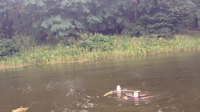Две дуры, плавают в озере в одежде! смотреть онлайн