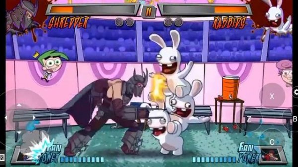 Super Brawl 3 Shredder vs. Rabbids (Puffin Web Browser Version)