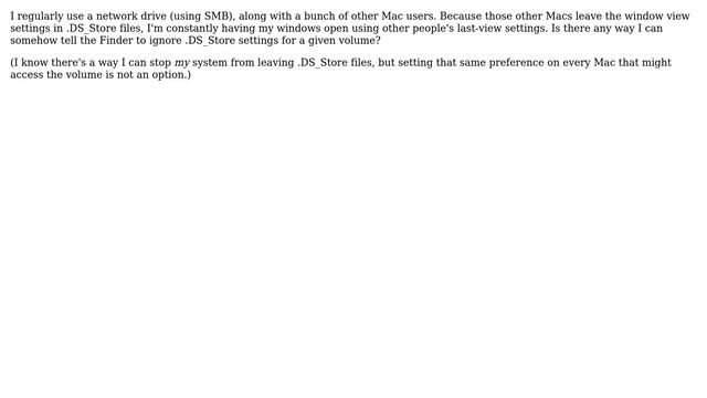 Apple: How can I ignore DS_Store settings for a given drive? смотреть онлайн