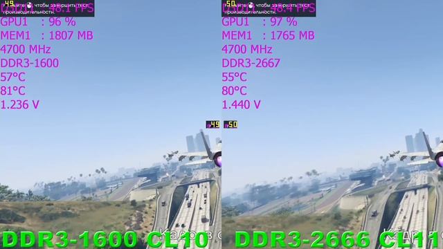 DDR3-1600 vs DDR3-2666 in GTA5 (GTX 760 - 2Гб) смотреть онлайн