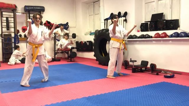 Подготовка к экзамену на пояса 19 апреля 2022 г. Панина Дарина и Сейфуллаева Айсель