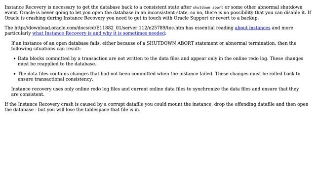 Databases: How to disable instance recovery in ORACLE? (2 Solutions!!) смотреть онлайн