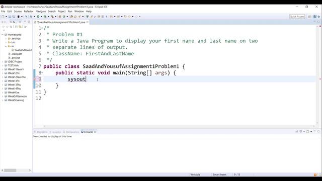 Display First and Last names in Java | Java Assignment 1 Problem 1 Solution смотреть онлайн