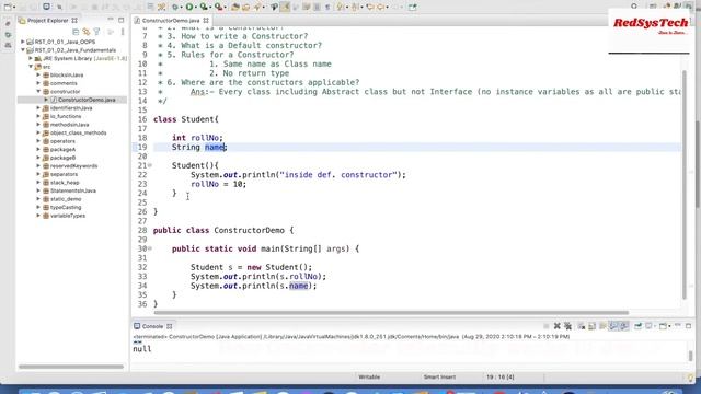 # 44 How Constructor works internally in Java?| Constructor in Java | Java Constructor | RedSysTech смотреть онлайн