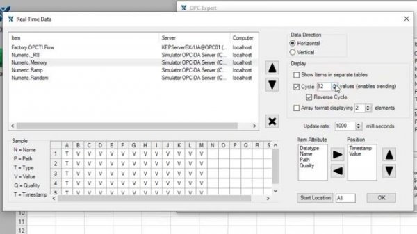 OPC Expert - OPC to Excel 'Realtime OPC' Addin