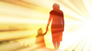 Футаж. Мама с дочкой идут в закат