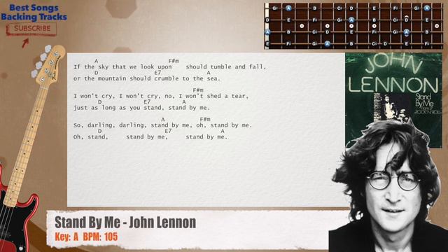🎻 Stand By Me - John Lennon Bass Backing Track with chords and lyrics смотреть онлайн