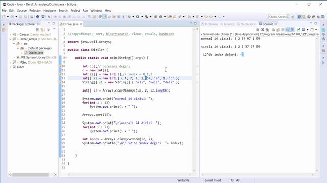Java -Ders 8: Diziler 2: Arrays ve Object sınıfı methodlarının kullanımı смотреть онлайн