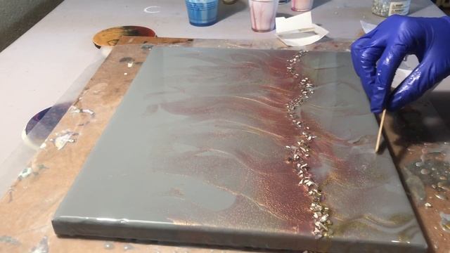 Resin Art Resin Swipe with Glass Embellishments Grey and Rose Gold смотреть онлайн