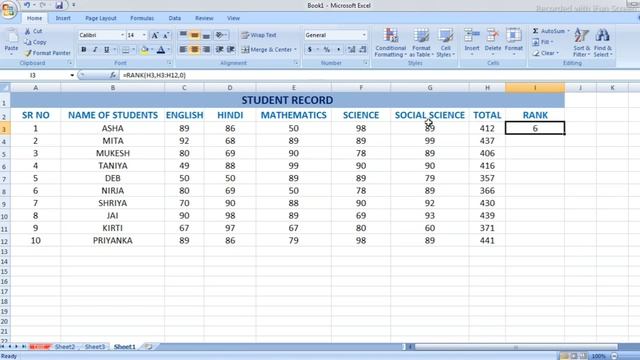MS EXCEL RANK FUNCTION смотреть онлайн