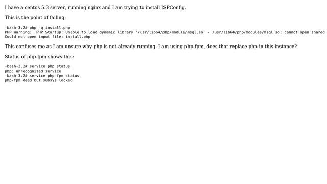 DevOps & SysAdmins: ISPConfig install.php fails (can't load msql.so) смотреть онлайн