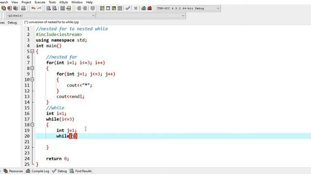 Convert a nested for to a nested while loop || c programming || English || part-20 смотреть онлайн