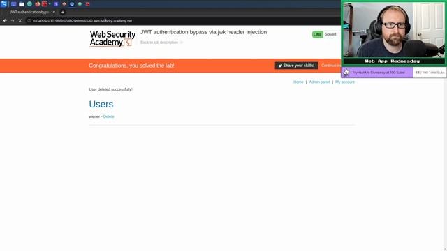Web App Wednesday (6/22/22) - Portswigger JWT Labs смотреть онлайн