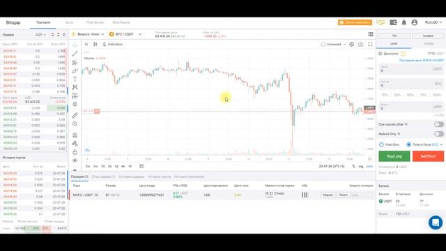 Тестирование торгового робота Bitsgap на бирже Binance