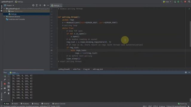 Python modbusTCP client communication with Siemens S7 1200 modbus server смотреть онлайн