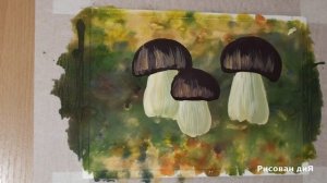 Как нарисовать КРАСИВЫЕ БЕЛЫЕ ГРИБЫ красками, гуашью. Поэтапное рисование для  начинающих.