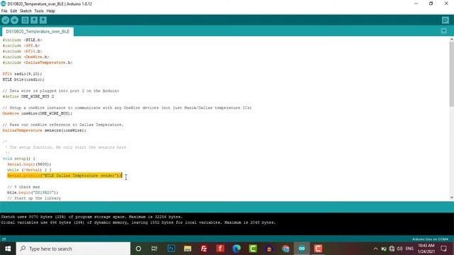 Sending DS18B20 temperature data over BLE using NRF24L01 and Arduino смотреть онлайн