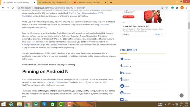 Android Security SSL Pinning || Codeplayon || Android Tutorial || Android Example смотреть онлайн