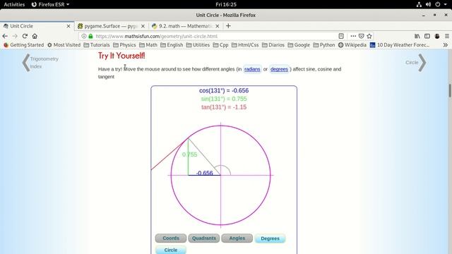 Unit Circle in Pygame смотреть онлайн