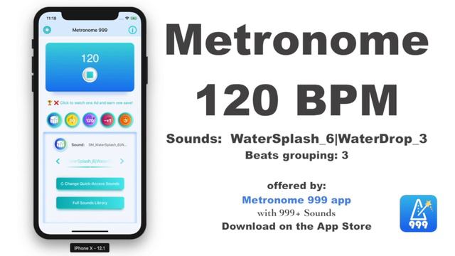 Metronome 120 BPM WaterSplash 6|WaterDrop 3 Metronome 999 app смотреть онлайн