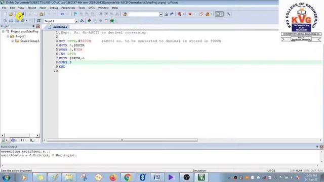Expt. No. 6b - ASCII to Decimal conversion смотреть онлайн