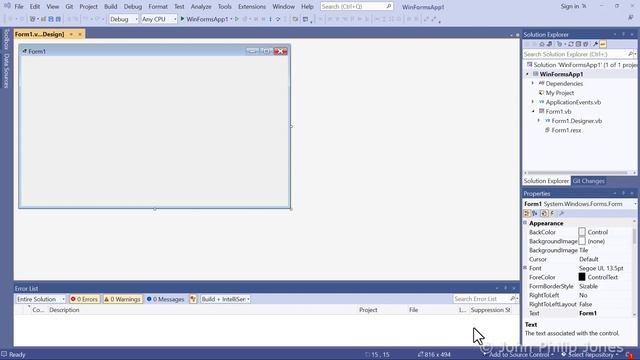 Starting a Visual Basic Windows Forms Application смотреть онлайн