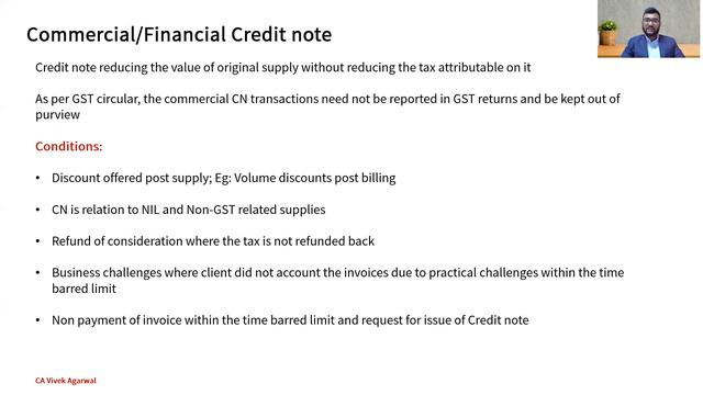 GST - Tax Credit note and Commercial / Financial Credit note | CA Vivek Agarwal смотреть онлайн