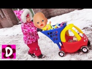 Куклы ЗАCТРЯЛИ В СНЕГУ Диана и Кукла Беби Бон спасают Друзей Baby Born Видео для Детей Игры Девочек