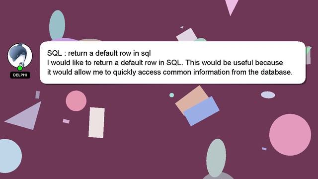 SQL : return a default row in sql смотреть онлайн