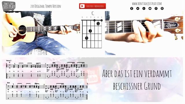 ANNENMAYKANTEREIT - POCAHONTAS - SLOW - How To Play Guitar-Tutorial-Lyricsvideo+Chords+Tabs