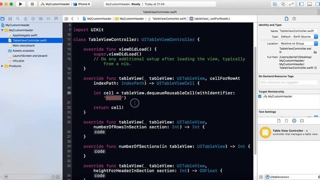 Custom Header TableViewController in #Swift смотреть онлайн