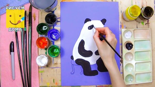 Как нарисовать ПАНДУ - урок рисования/ гуашь, рисуем дома поэтапно смотреть онлайн