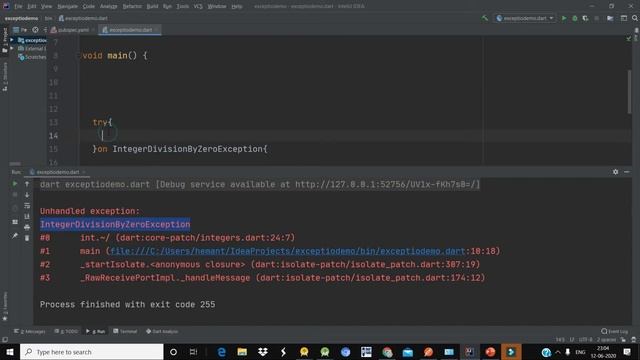 #1.19 Exception handling in dart Hindi Dart for flutter смотреть онлайн