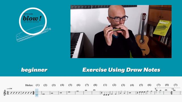 EXERCISE USING DRAW NOTES / Beginner / Blow! Play Chromatic Harmonica смотреть онлайн