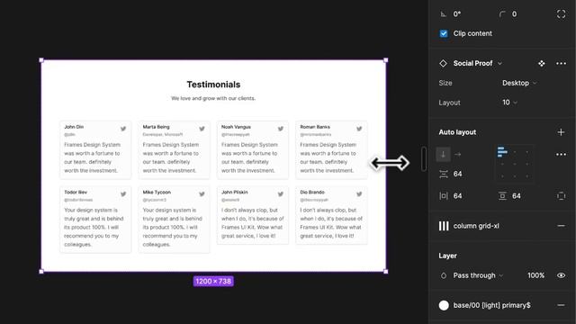Responsive Testimonials component in Figma смотреть онлайн