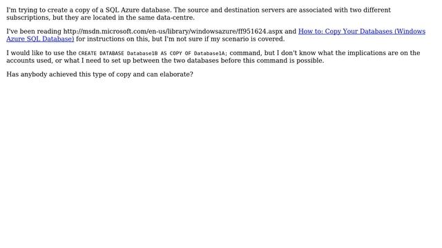 DevOps & SysAdmins: How can I copy a SQL Azure Database to a server on a different subscription? смотреть онлайн