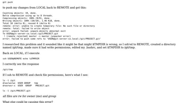 Why am I getting git error "remote: error: unable to create temporary file: No such file смотреть онлайн