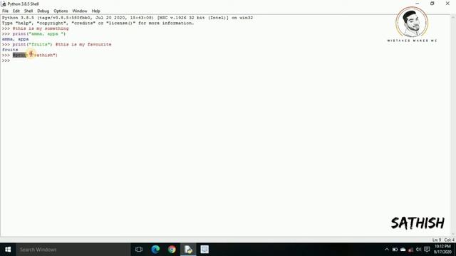 What is multi line comment? | CHAPTER - 3 | Easy PYTHON | tamil | Sathish смотреть онлайн