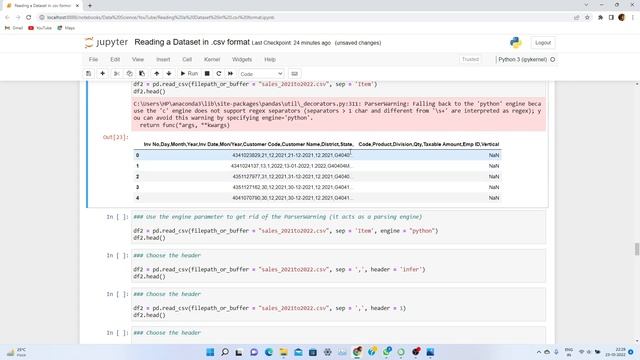 Reading a .csv file in Python using Jupyter Notebook - Part 1 смотреть онлайн