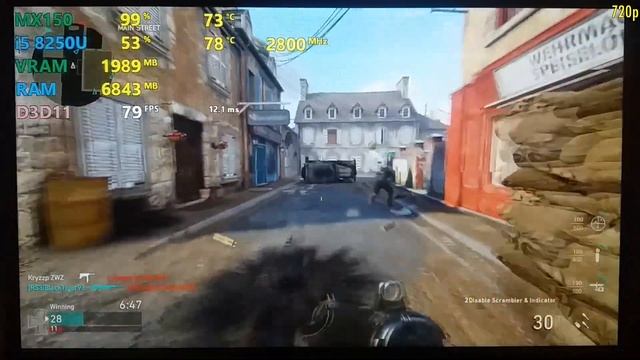 MX150 + i5 8250U | Call Of Duty WW2 - 1080p & 720p Normal Settings смотреть онлайн