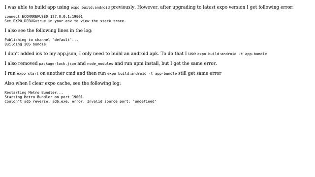 Getting Building iOS bundle error when trying to build an android app - expo -react-native смотреть онлайн
