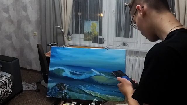 КАК НАРИСОВАТЬ МОРЕ? Пишу Картину Маслом, Морской Пейзаж! смотреть онлайн