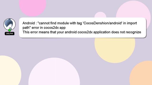 Android : "cannot find module with tag 'CocosDenshion/android' in import path" error in cocos2dx ap смотреть онлайн