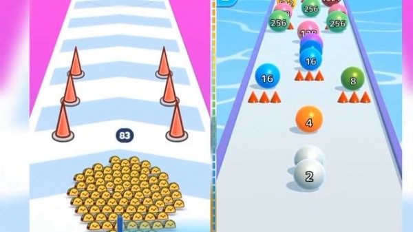 ?Ball run infinity - Ball run 2048 vs food run Max Level Up 2048 Balls Gameplay Android, iOS