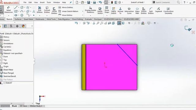 SOLIDWORKS 2018 SHEET METAL SKETCH BEND tutorial |solidworks sheetmetal tutorials смотреть онлайн