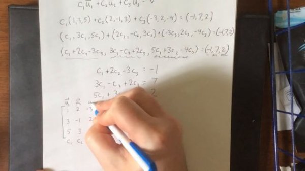 Write a vector as a linear combination of other vectors