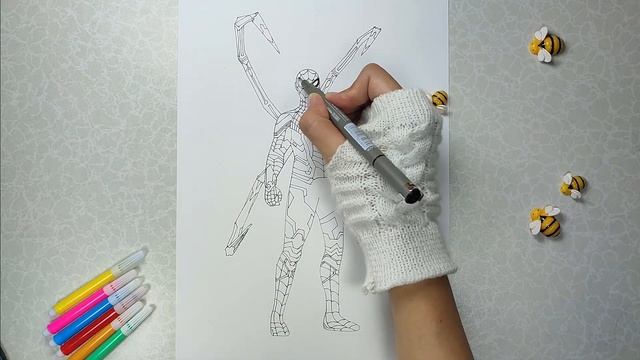 How to Draw and Color the Superhero Iron Spiderman from The Avengers - easy drawing step by step смотреть онлайн