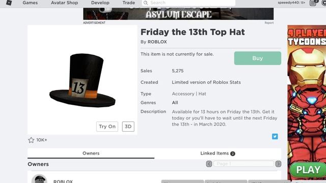 ROBLOX FRIDAY THE 13th TOP HAT CANCELLED смотреть онлайн